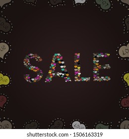 Collection with style backgrounds for your project, commercial banner, flayer, animation, advertisement, sale, frame. Vector. Sale lettering in brown, beige and black colors. Seamless pattern.