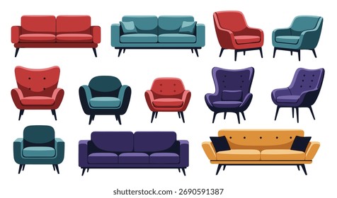 Uma coleção de opções de assentos elegantes e confortáveis para qualquer espaço de estar.