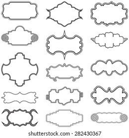 A collection of stylish and decorative vector frames graphic design elements in a set of fifteen.