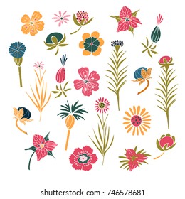 Collection of stylish flowers. Element for design. Vector illustration. 