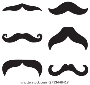 Una colección de bigotes elegantes y divertidos en varias Formas y tamaños para proyectos creativos.