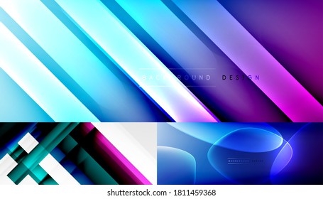 Collection of stylish geometric abstract backgrounds for covers, banners, flyers and posters and other templates
