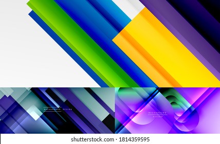 Collection of stylish geometric abstract backgrounds for covers, banners, flyers and posters and other templates
