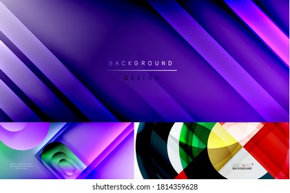 Collection of stylish geometric abstract backgrounds for covers, banners, flyers and posters and other templates