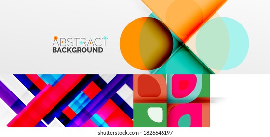 Collection of stylish geometric abstract backgrounds for covers, banners, flyers and posters and other templates