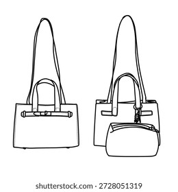 Eine Kollektion stilvoller Handtaschen-Designs, die modernes Modeaccessoire mit schlanken Linien und praktischen Features für den täglichen Gebrauch präsentieren.