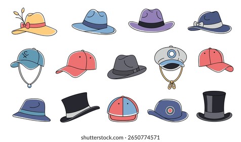 Collection of stylish headwear from various eras and styles