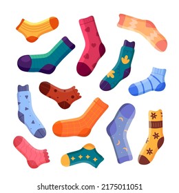 A collection of stylish socks of different textures. Sock collection. 
