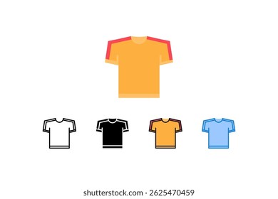 A collection of stylish and trendy t-shirt vector icons, perfect for sportswear designs, team uniforms and apparel samples. It has various color variations to create unique promotional and branding 