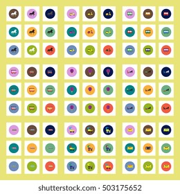Collection of stylish vector icons in colorful circles Different kinds of transport