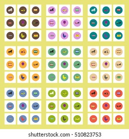Collection of stylish vector icons in colorful circles Different kinds of transport