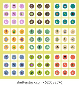 Collection of stylish vector icons in colorful circles Sport equipment