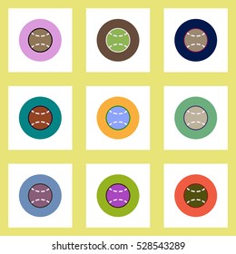 Collection of stylish vector icons in colorful circles tennis ball