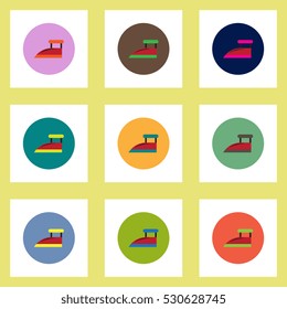 Collection of stylish vector icons in colorful circles retro iron