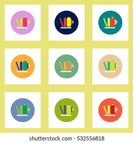 Collection of stylish vector icons in colorful circles retro camera
