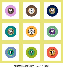 Collection of stylish vector icons in colorful circles Zodiac sign Aries