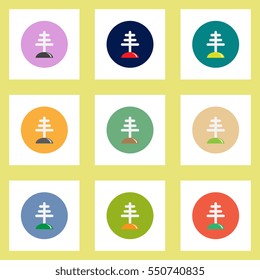 Collection of stylish vector icons in colorful circles antenna