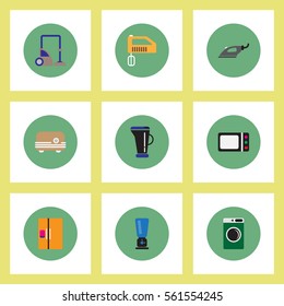 Collection of stylish vector icons in colorful circles Home Appliances