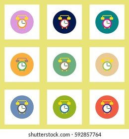 Collection of stylish vector icons in colorful circles clock