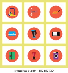 Collection of stylish vector icons in colorful circles Home Appliances