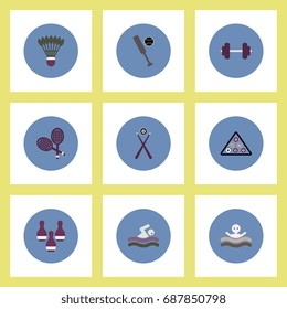 Collection of stylish vector icons in colorful circles Sport stuff