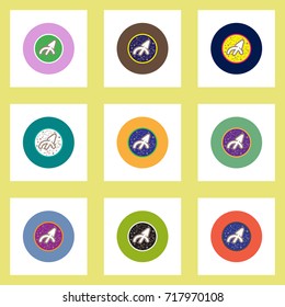 Collection of stylish vector icons in colorful circles Zodiac sign Sagittarius