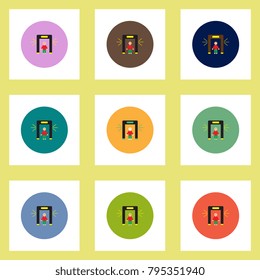 Collection of stylish vector icons in colorful circles people scanner
