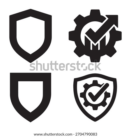 A collection of stylized badges representing operational excellence, featuring abstract shapes and achievement symbols in a silhouette style.