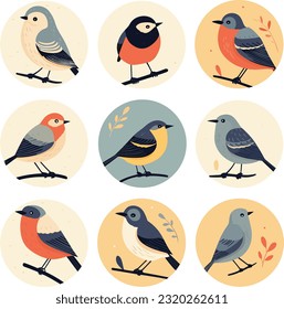 A collection of stylized bird designs