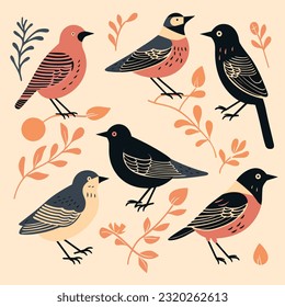 A collection of stylized bird designs