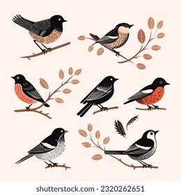 A collection of stylized bird designs