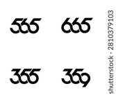 A collection of stylized black numbers 565, 665, 365, and 369 in a sleek, intertwined design, perfect for branding and digital projects.