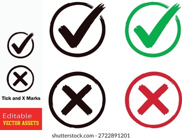 Coleção de símbolos gráficos de estilo de pincelada estilizada que representam marcas de verificação afirmativas e marcas de cruz negativas ilustração de vetor

Esta imagem profissional apresenta um conjunto versátil de seis elementos gráficos distintos, cada um meticulosamente projetado com uma textura de pincelada proeminente para representar símbolos afirmativos e negativos comuns. A coleção inclui marcas de verificação (tiques) e cruzes (X marks) contidas dentro de bordas circulares, oferecendo uma estética orgânica e artesanal. Organizado em um layout de grade limpo, o conjunto oferece uma gama de opções de silhuetas pretas clássicas a ícones vibrantes com código de cores verde e vermelho, universalmente reconhecidos para aprovação e rejeição. Esses símbolos são perfeitos para indicar status, escolhas ou feedback em uma variedade de contextos de design. Isolados em um fundo branco e adequados para aplicações transparentes, esses ativos vetoriais editáveis de alta qualidade são ideais para apresentações modernas, interfaces de aplicativos móveis, web design e materiais educativos criativos onde um toque de talento artístico é desejado.

Os principais recursos incluem
Estética de pincelada artesanal Cada ícone apresenta um acabamento texturizado único que adiciona uma sensação criativa e informal para símbolos de navegação precisos.

Universal Color Coding Inclui verde para "correto ou aprovado", vermelho para "incorreto ou negado" e preto clássico para declarações gráficas neutras ou em negrito.

Ativos gráficos versáteis Perfeitos para ícones de lista de verificação, formulários de comentários de pesquisas, botões de interface do usuário e ferramentas criativas de gerenciamento de tarefas.

Qualidade de vetor profissional Fornecida como arquivos vetoriais totalmente escaláveis e editáveis, permitindo fácil personalização de tamanho, intensidade de traçado e cor sem qualquer perda de detalhes.