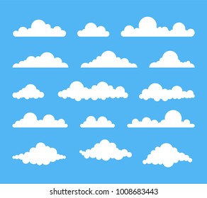 Collection of stylized cloud silhouettes. Set of cloud icons. Vector illustration.