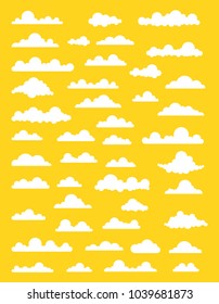 Collection of stylized cloud silhouettes. Set of cloud icons. Vector illustration.