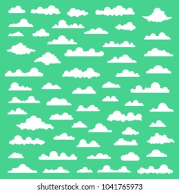 Collection of stylized cloud silhouettes. Set of cloud icons. Vector illustration.