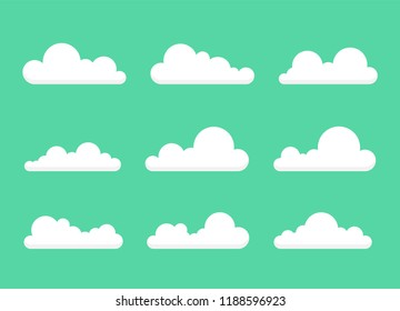 Collection of stylized cloud silhouettes. Set of cloud icons. Vector illustration.