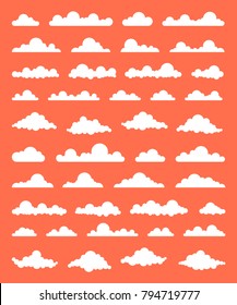 Collection of stylized cloud silhouettes. Set of cloud icons. Vector illustration.