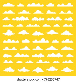 Collection of stylized cloud silhouettes. Set of cloud icons. Vector illustration.