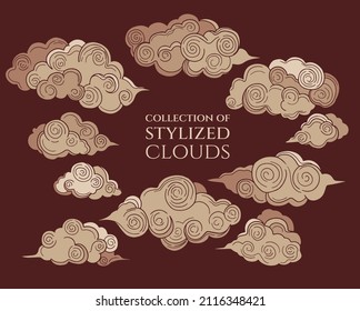 collection of stylized colored clouds