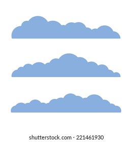 Collection of stylized fluffy cloud silhouettes. Isolated on white background. Vector illustration, eps 10.