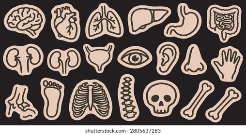 A collection stylized illustrations