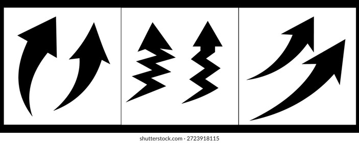 Collection of stylized lightning bolt symbols in black
