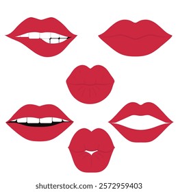 A collection of stylized pink lips, suitable for beauty and fashion illustrations.
