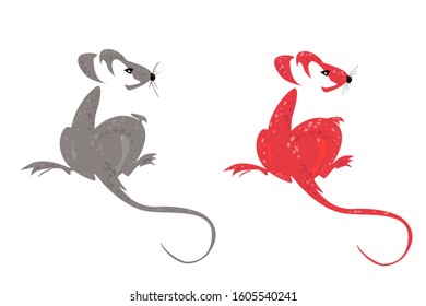 collection of stylized rats. red and gray mouses for your design 