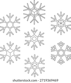 Colección de diseños estilizados de copos de nieve, perfectos para los temas invernales