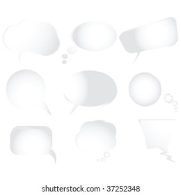 Collection of stylized text bubbles, vector isolated objects on white