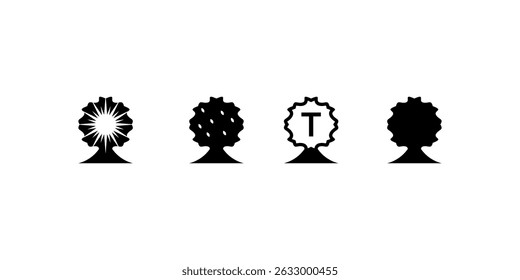 Collection of stylized tree emblems and badges