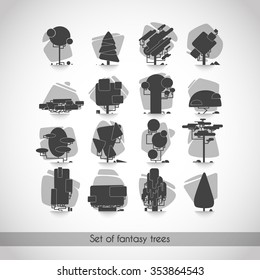 Collection stylized trees. Vector illustration