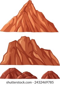 Collection of stylized vector mountain illustrations.